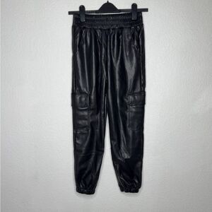 Eyeshadow Girls Black Faux Leather Jogger Pants Size L